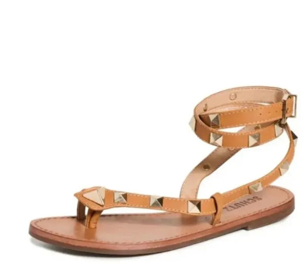 NIB Schutz Courtney Studs leather Sandals "SANDALIA SALTO RASTEIRO"